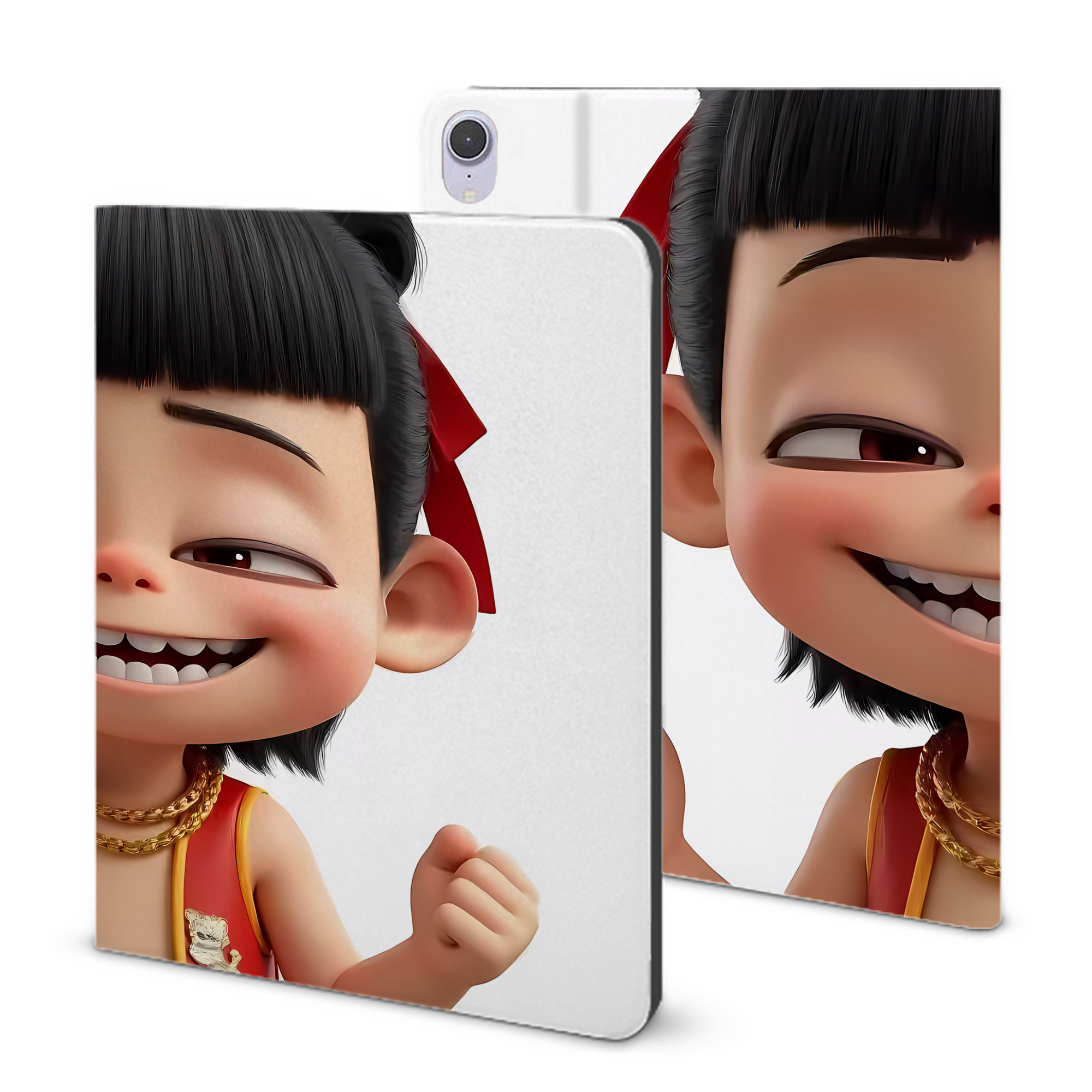 （画像用） Ne Zha 2 ナタ 魔童の大暴れ IPad ケース ブック型 PUレザー TPU 耐衝撃 軽量 薄型 ペン収納なし 全面保護 IPad 各モデル対応